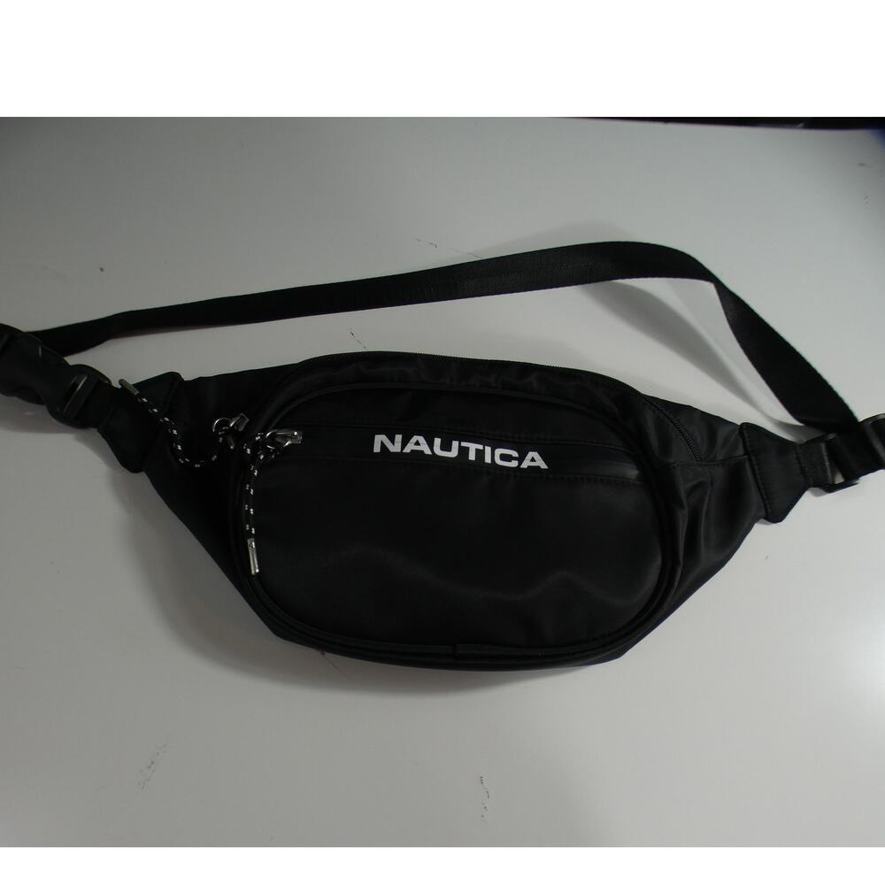 Nautica Black Slingback Fanny Pack Crossbody Multiple Compartments Adjustable